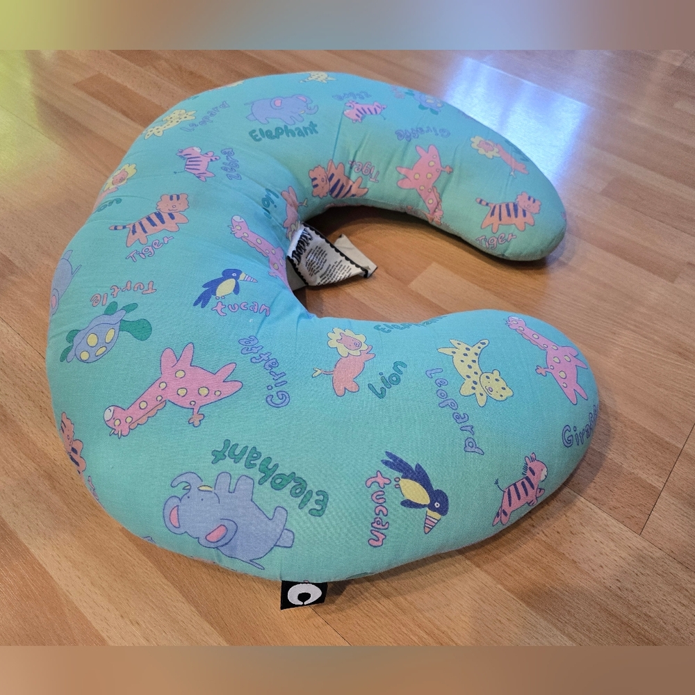 Boppy Nursing Pillow with blue cover
